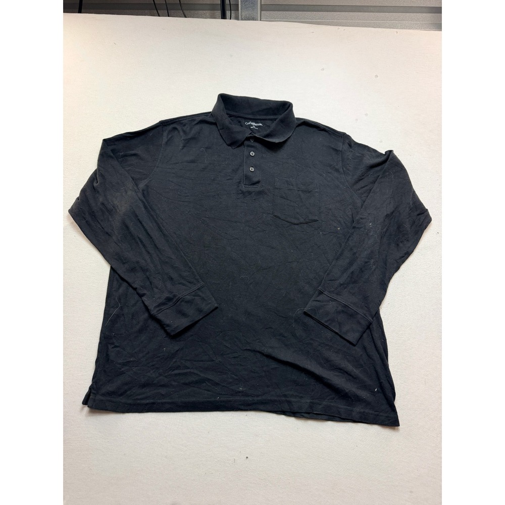 Croft & Barrow Polo Shirt Men Extra Large Black Good Long Sleeve Pocket Casual